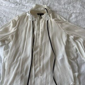 Maje White Shirt with Black Trim